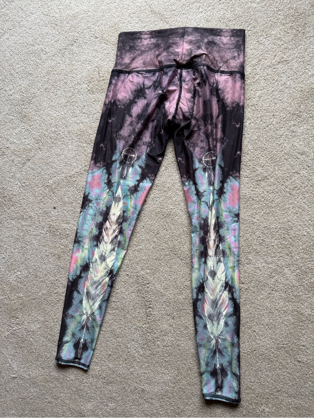 teeki Tie-Dye Feather Leggings in Black, Pink, Blue, Green